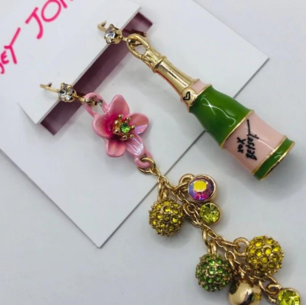Betsey Johnson Mismatch Champion or Wine Earrings